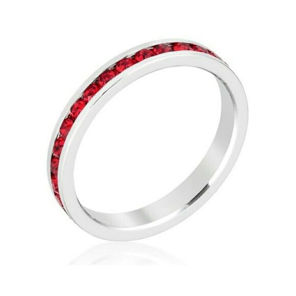 Stackable Eternity Ring Ruby Swarovski Sparkly Crystals July Birthstone New - Picture 2 of 3